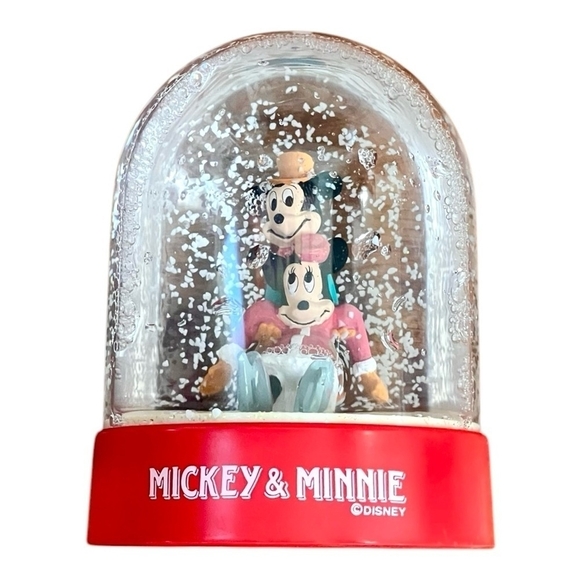 Vintage Disney Mickey & Minnie Snow Globe Red Mickey & Minnie Mouse Snow Globe - Picture 2 of 4